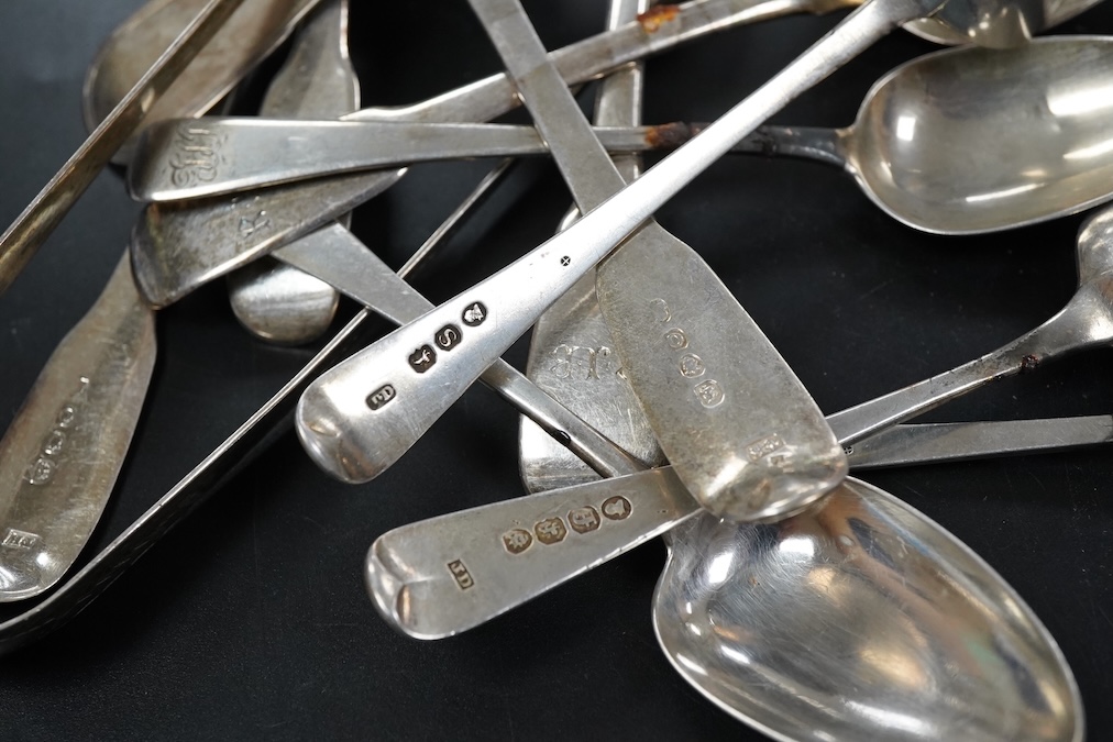 George III and later silver sooons various, weight approx. 11.65ozt